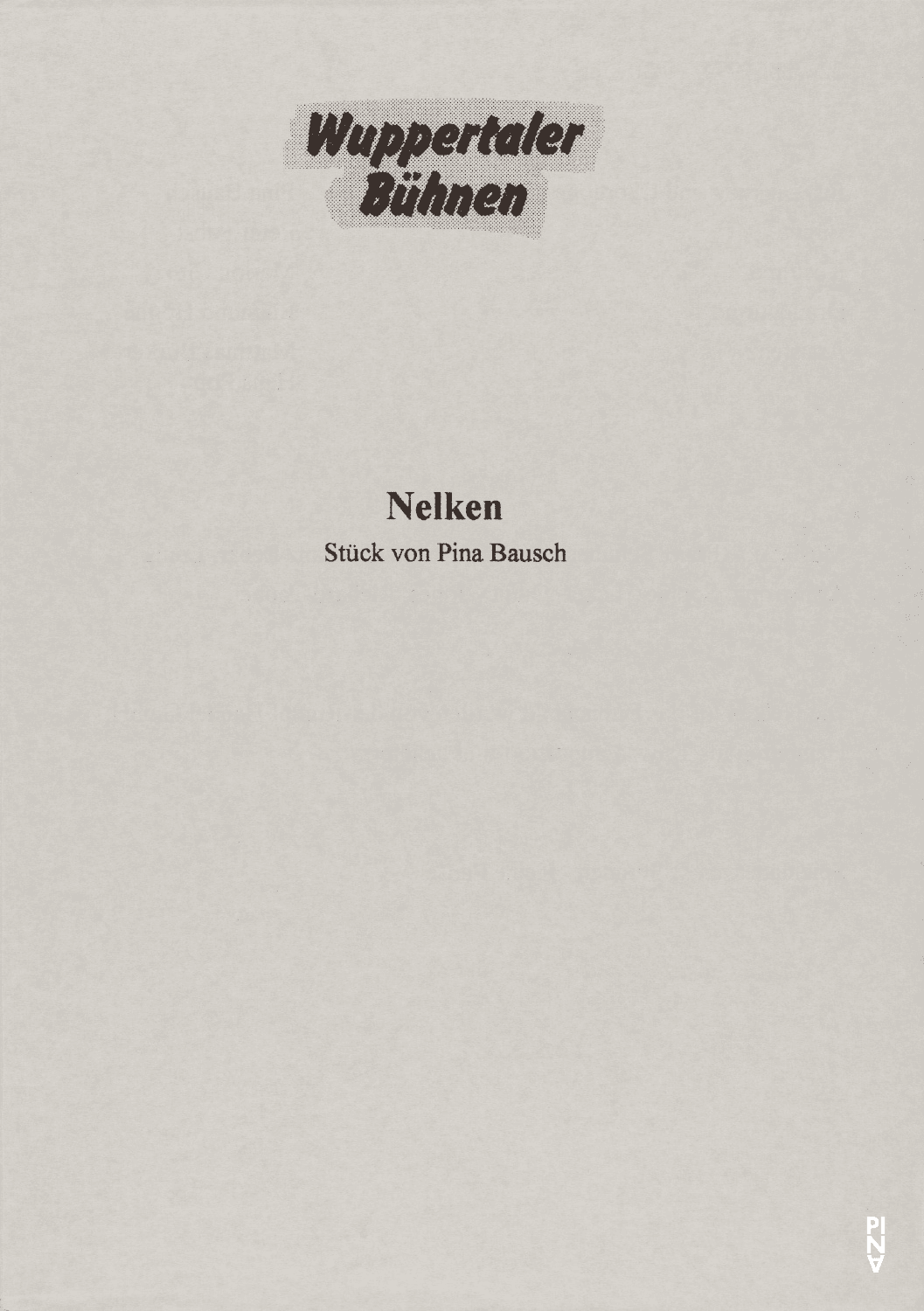Programme pour « Nelken (Les œillets) » de Pina Bausch avec Tanztheater Wuppertal à Wuppertal, 22 juin 1994