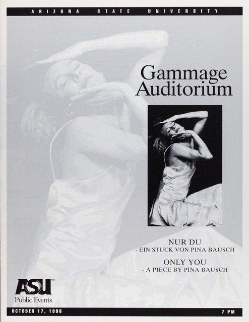 Booklet for “Nur Du (Only You)” by Pina Bausch with Tanztheater Wuppertal in in Tempe, Oct. 17, 1996