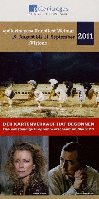Foldable leaflet pour « Palermo Palermo » de Pina Bausch avec Tanztheater Wuppertal à Weimar, 9 sept. 2011 – 10 sept. 2011
