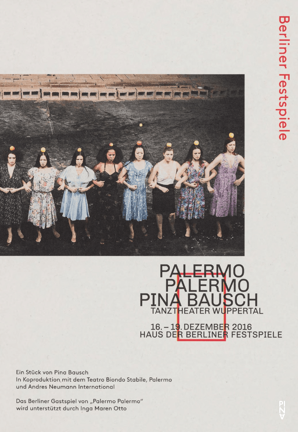 Programme pour « Palermo Palermo » de Pina Bausch avec Tanztheater Wuppertal à Berlin, 16 déc. 2016 – 19 déc. 2016
