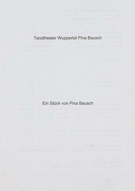 Abendzettel zu „Rough Cut“ von Pina Bausch mit Tanztheater Wuppertal in Wuppertal, 15.04.2005–25.04.2005