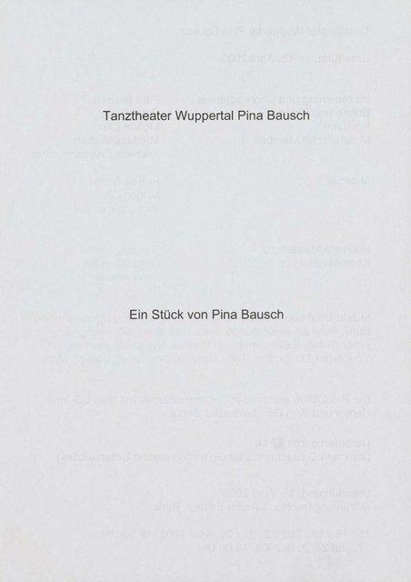 Programme pour « Rough Cut » de Pina Bausch avec Tanztheater Wuppertal à Wuppertal, 15 avr. 2005 – 25 avr. 2005