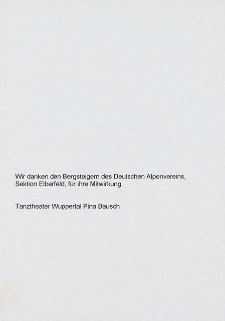 Insert pour « Rough Cut » de Pina Bausch avec Tanztheater Wuppertal à Wuppertal, 15 avr. 2005 – 25 avr. 2005