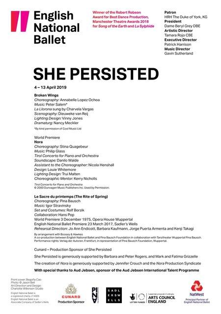 Programmheft zu „Das Frühlingsopfer“ von Pina Bausch mit English National Ballet (ENB) in London, 03.04.2019–13.04.2019
