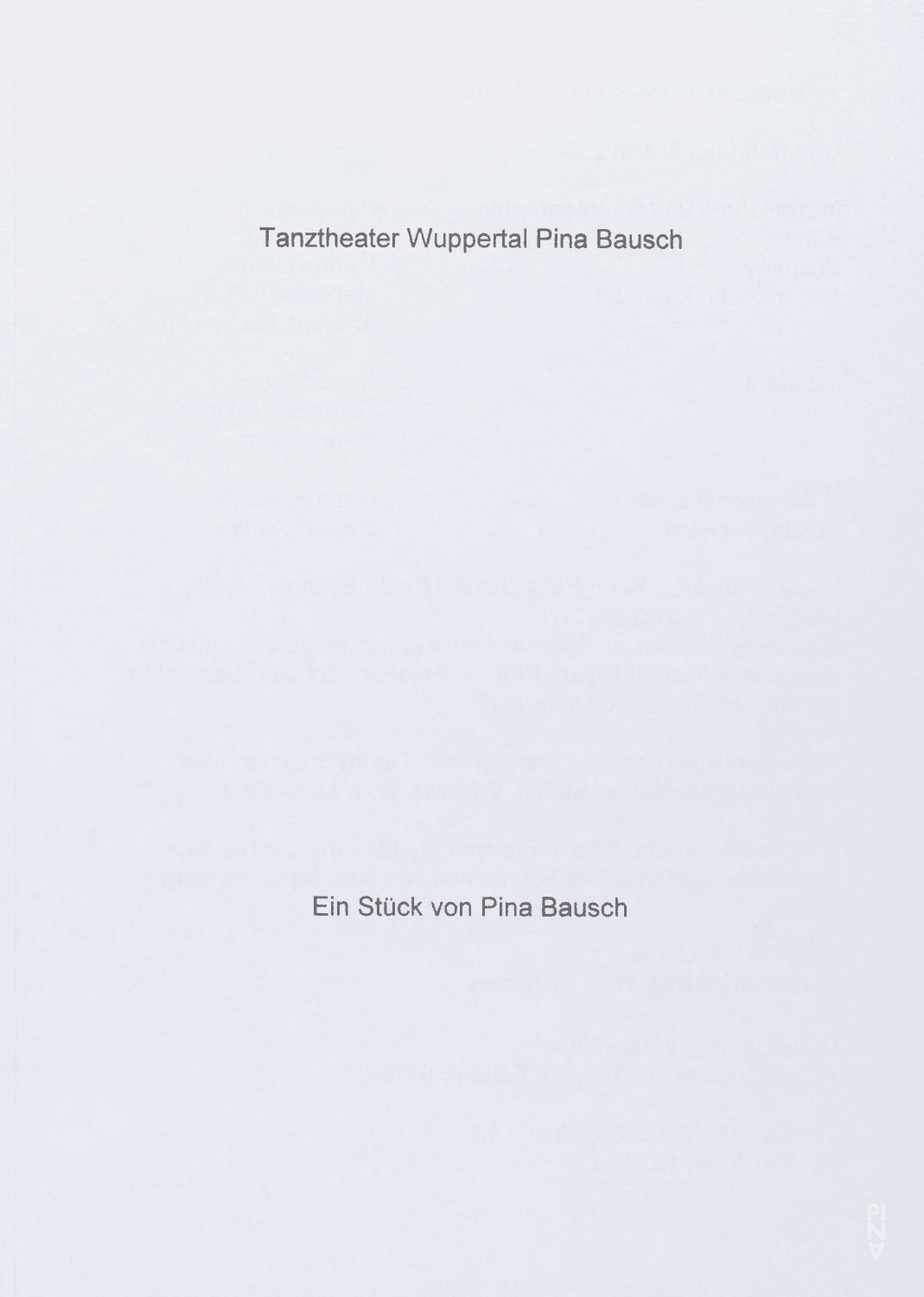 Programme pour « Ten Chi » de Pina Bausch avec Tanztheater Wuppertal à Wuppertal, 8 mai 2004