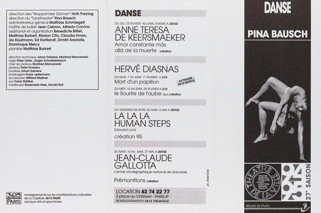 Booklet for “Ein Trauerspiel” by Pina Bausch with Tanztheater Wuppertal in in Paris, 02/08/1995 – 02/19/1995