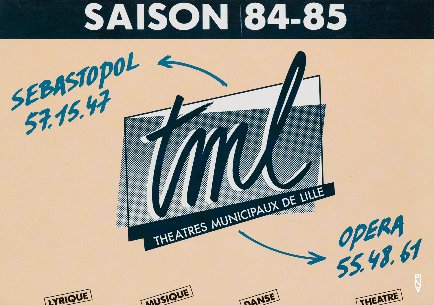 Season programme for “Kontakthof” by Pina Bausch with Tanztheater Wuppertal in in Lille, 12/04/1984 – 12/06/1984