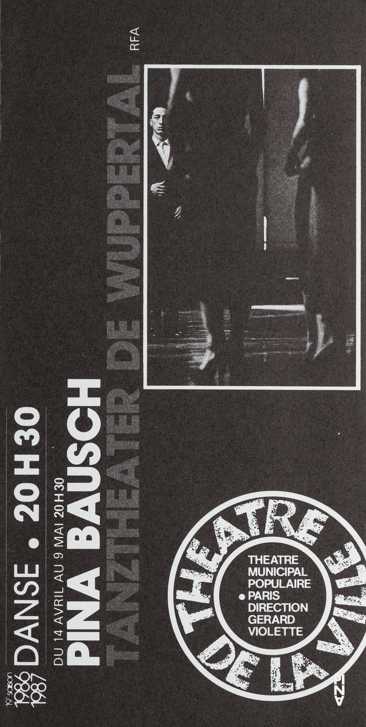 Programme pour « Kontakthof » de Pina Bausch avec Tanztheater Wuppertal à Paris, 21 avril 1987
