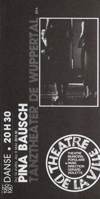 Programme pour « Kontakthof » de Pina Bausch avec Tanztheater Wuppertal à Paris, 21 avril 1987