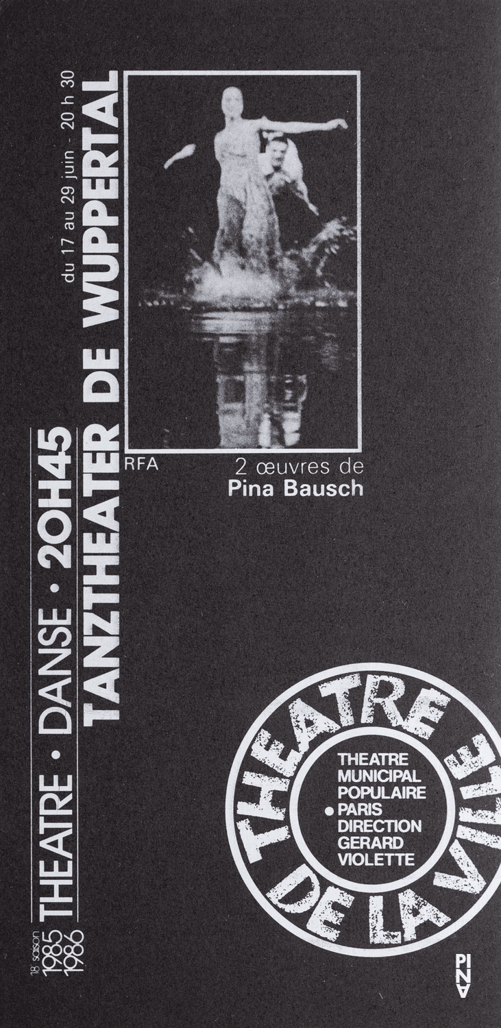 Booklet for “Arien” by Pina Bausch with Tanztheater Wuppertal in in Paris, 06/25/1986 – 06/29/1986