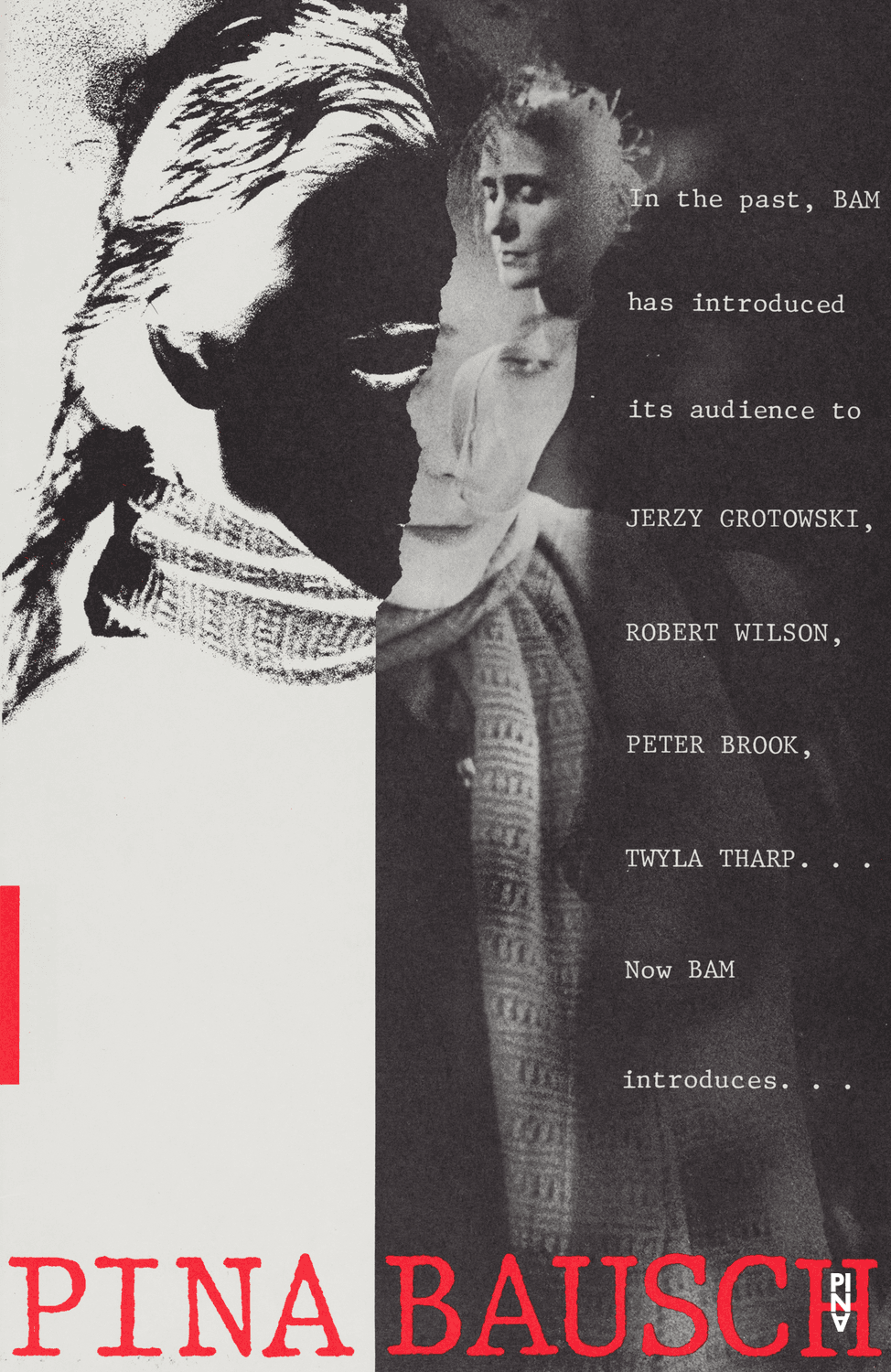 Spielplan zu „Café Müller“, „Das Frühlingsopfer“, „Blaubart.  Beim Anhören einer Tonbandaufnahme von Béla Bartóks Oper »Herzog Blaubarts Burg«“ und „1980 – Ein Stück von Pina Bausch“ von Pina Bausch mit Tanztheater Wuppertal in New York, 12.06.1984–24.06.1984