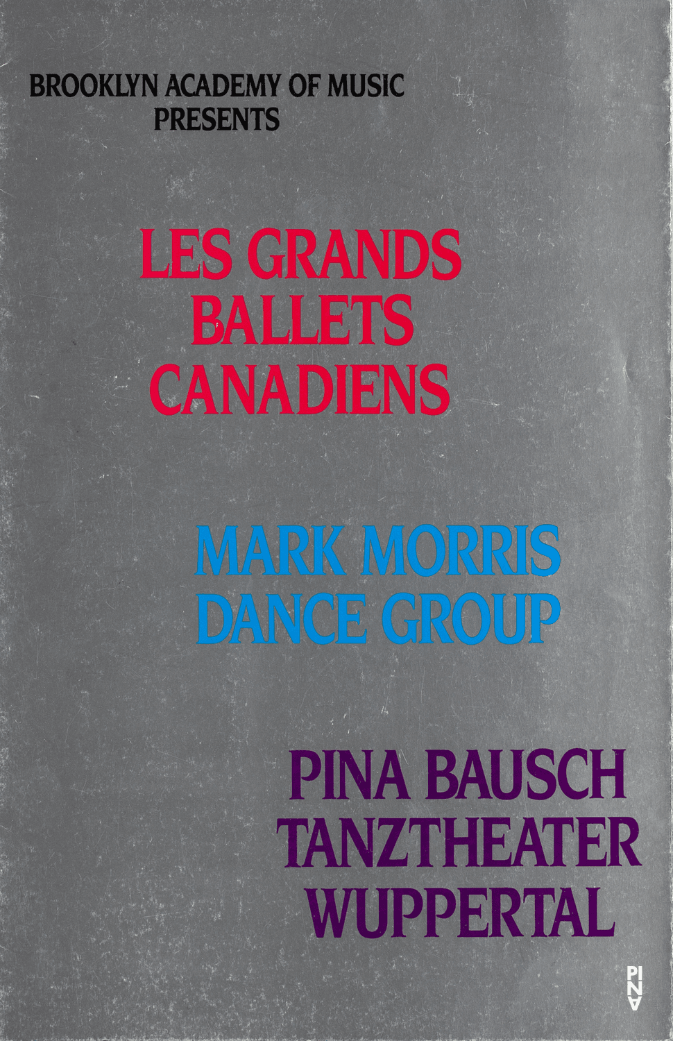 Flyer zu „Viktor“ und „Nelken“ von Pina Bausch mit Tanztheater Wuppertal in New York, 27.06.1988–10.07.1988